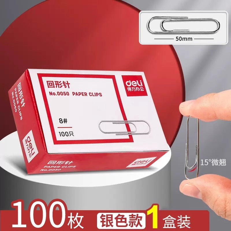 Deli 0018 Paper clip Silver metal paper clip Steel core Paper clip manufacturers wholesale office supplies