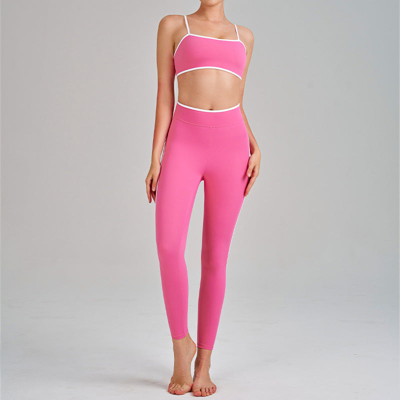 new arrival yoga clothes high waist hip lift tummy control slimming look sling beautiful back running sports intimates bra suit for women