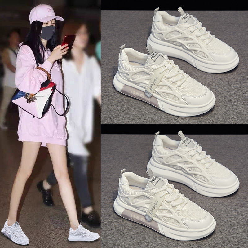 Mesh white shoes women's shoes 2026 summer new arrival easiest for match cut out breathable single mesh sports shoes mesh shoes thin style