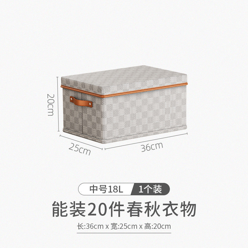 New non-woven checkerboard heaven and earth cover clothes storage box clothing household finishing artifact box toy storage basket