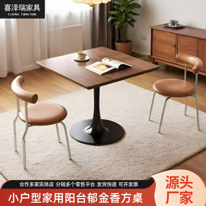 Household medieval style dining table milk tea shop commercial coffee table reception negotiation table slate tulip square table coffee table