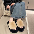 Women's platform fuzzy slippers for outdoor wear - new autumn/winter 2024 bestseller - cute cotton slippers for going out