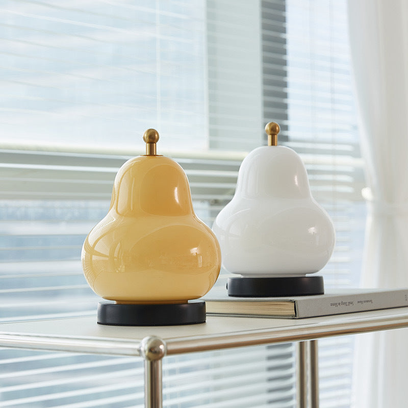 French cream pear table lamp - bedroom bedside minimalist living room rechargeable portable high-end atmosphere decorative night light