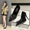 34-43 high heels plus size 41-42 bows stiletto sense of designniche styleelegant fairy wedding shoes two-wear flats