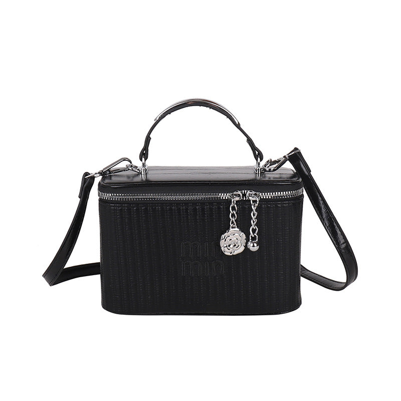 Cross-border niche striped casual box bag women's summer fashion commuter handbag Korean version retro versatile messenger bag