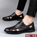 Special big salenew arrivalmen leather sandals summer breathable leather shoes middle-aged and elderly soft bottom dad hole shoes cut out