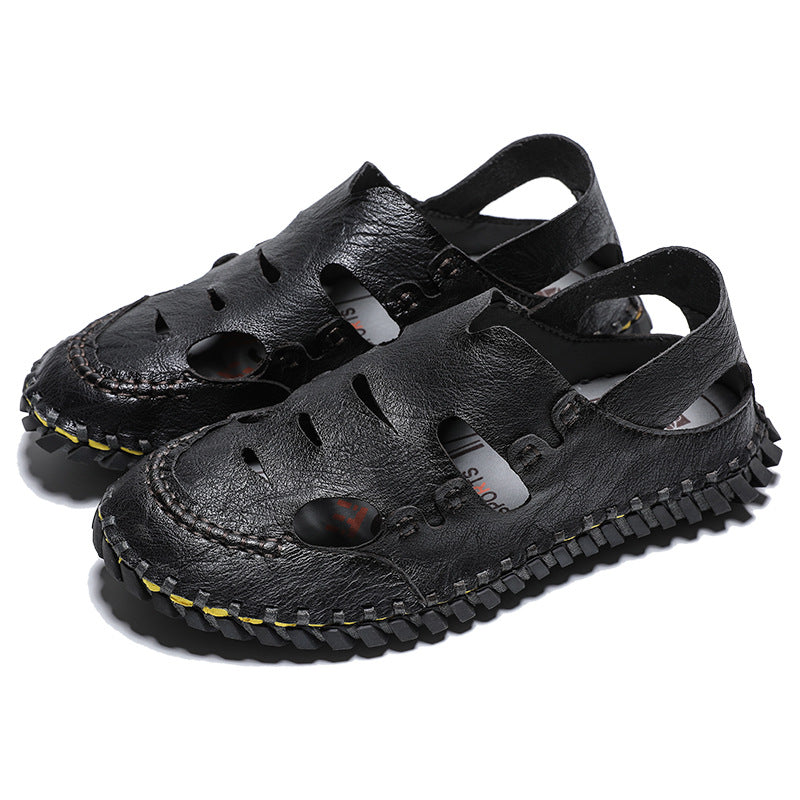 Cross-border large-size sandals men's shoes new summer breathable bag head casual men's shoes soft-soled men's beach shoes one pedal