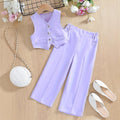 summergirlsuitvest topscasual suitpantslight purplekidstwo-piece pantssuit