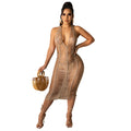 summer new sexy women's fashionable socialite hollow-out see-through beach knit bodycon dress halter knit dress