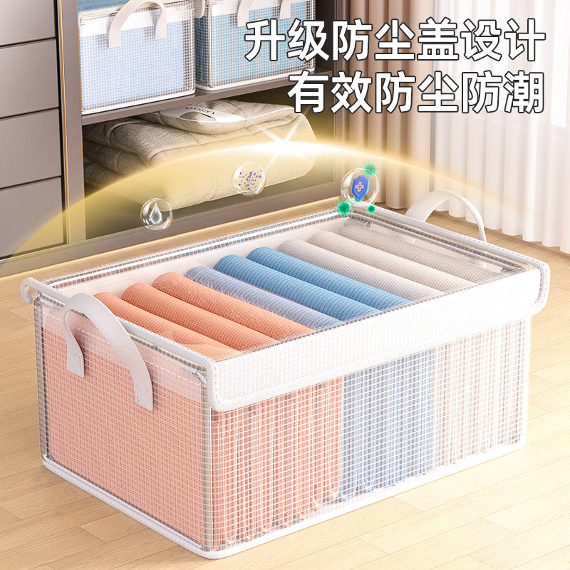 Clothes storage box, household wardrobe layered artifact, clothing pants sorting box, drawer, transparent folding storage basket