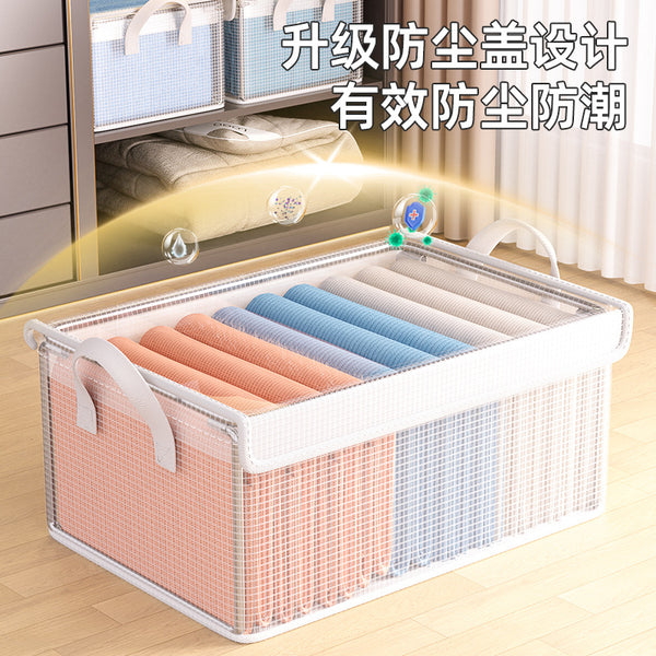 Clothes storage box, household wardrobe layered artifact, clothing pants sorting box, drawer, transparent folding storage basket