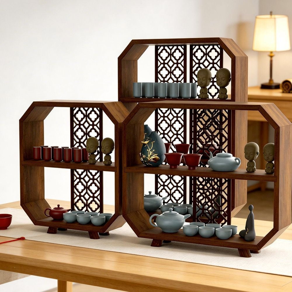 Retro chinoiserie bogu rack small duobao pavilion desktop teapot tea set storage rack tea cup rack multi-layer storage rack