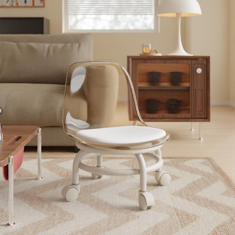 For homemovable backrest small chair pulley stool universal wheel small stool kids plastic backrest chair with wheels
