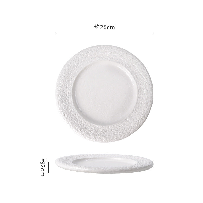 Minimalist rock texture western dinner plate - matte finish, creative restaurant & hotel steak plate, high-style home dinnerware
