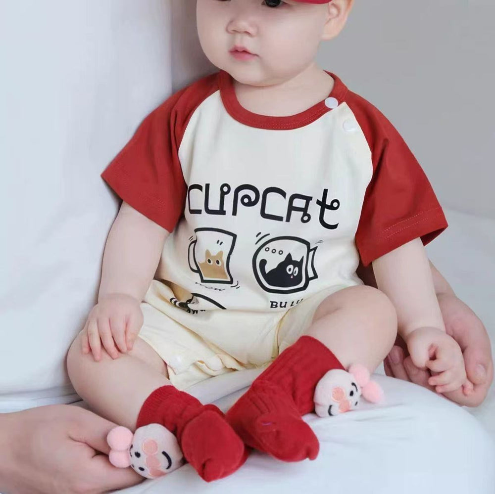 Baby romper short sleeve summer outfit - lightweight summer clothes for babies and infants - adorable crawling suit