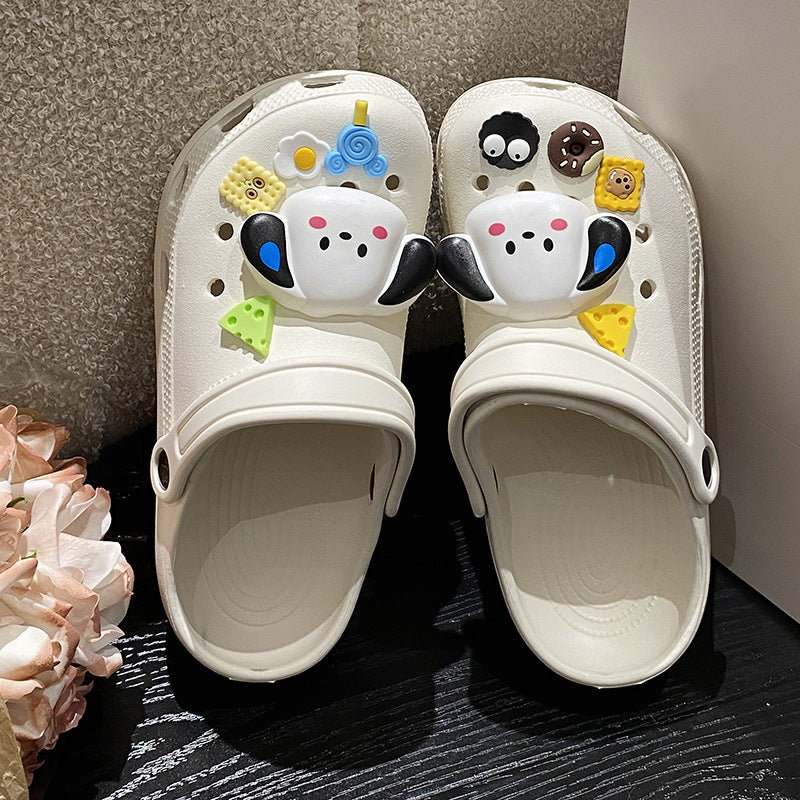 Crocs women's outwearsummer2023new arrival non-slip eva cartoon toe cap slippers light elastic non-slip two-wear sandals