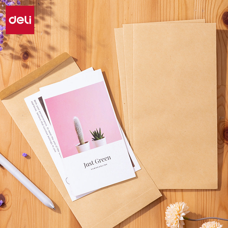 Deli 3423A Kraft Paper Blank File Bag Thickened Blank Wordless Envelope Yellow Kraft Paper Envelope Letter Paper