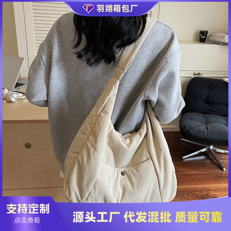 Cross-border handbag women's canvas simple shoulder bag large-capacity tote bag casual women's bag new messenger Oxford bag