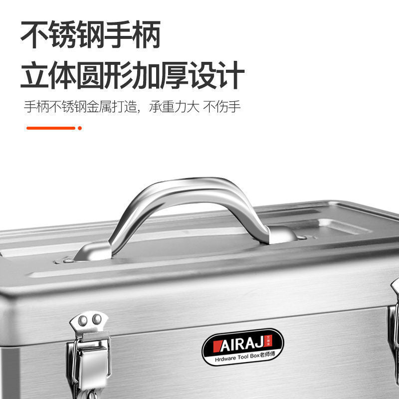 Stainless steel toolbox large three-layer folding household car iron storage box multi-layer thickened storage box iron box