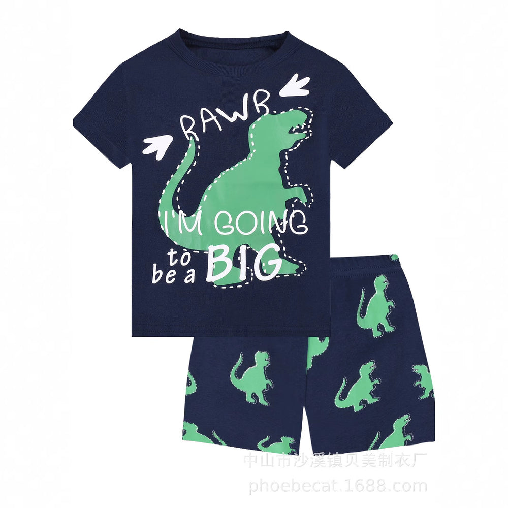 Export flame retardant 1615 fabric cross-border platform exclusively for export summer boys home clothes excavator 2-piece set