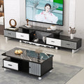 Four drawers + coffee table 1.2x60 rounded corners black body black stone pattern