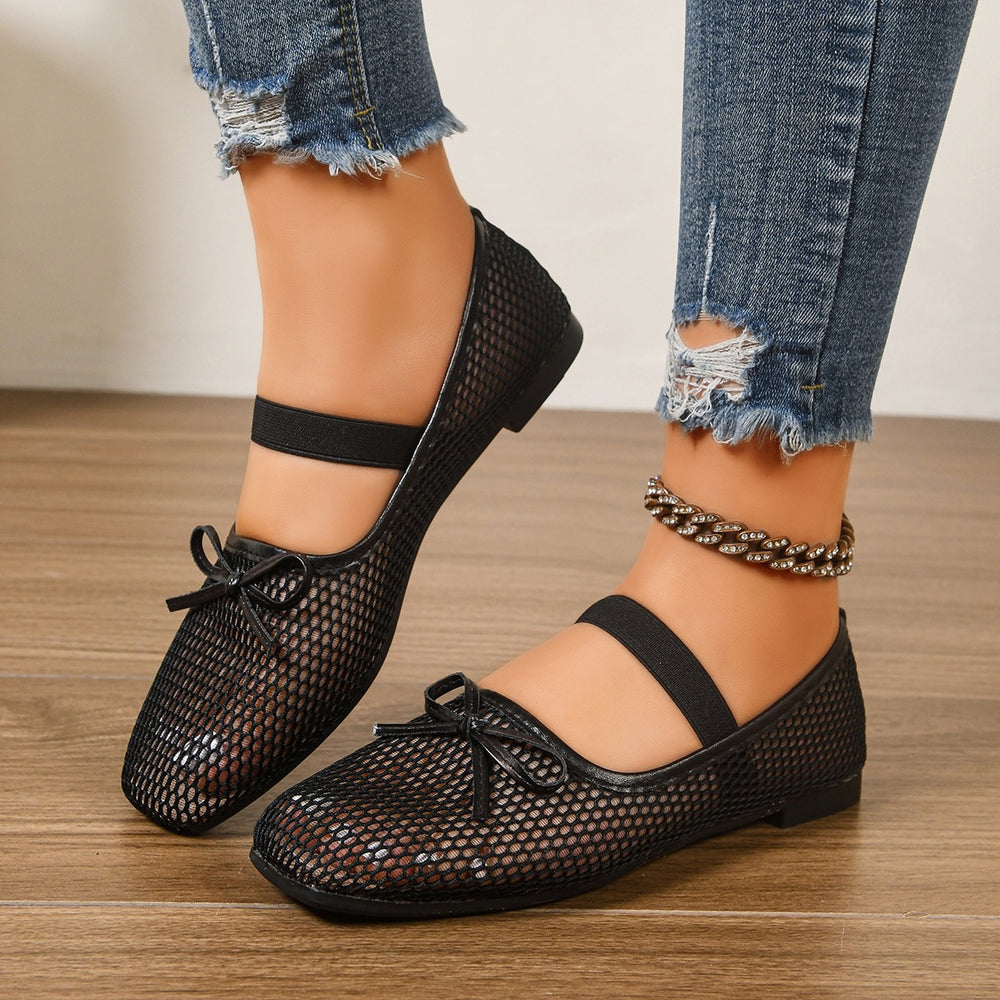 plus sizecut out mary jane bowsflatsflatsnew arrival mesh shoes breathable fashionflatsplaid sandals