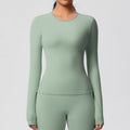 New arrival in stock cross-border double-sided brushed solid color longline training sports long sleeve t-shirt running fitness yoga top for women