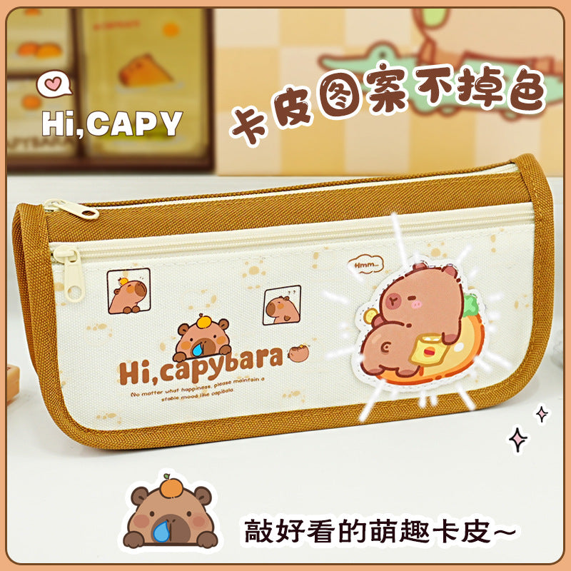 Kapibara large-capacity pencil bag  new primary and secondary school students, good quality, high-value stationery box, cute pencil bag
