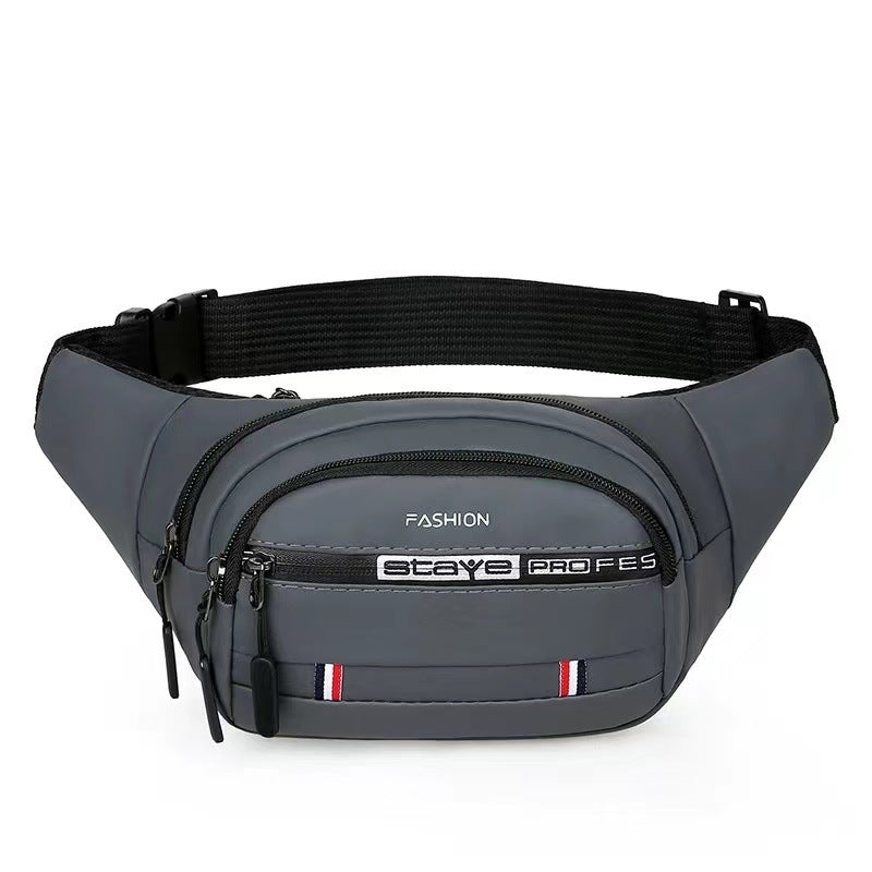Four-layer fanny pack men's and women's leather film waterproof large-capacity multi-functional messenger mobile phone fanny pack wear-resistant outdoor sports bag
