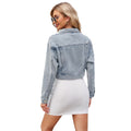 European and american cross-border foreign trade women's clothing   independent station spring new style washed short jacket long-sleeved top