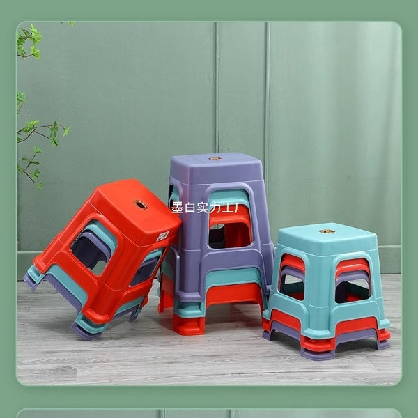Plastic stool thickened household bench size square stool living room dining table high stool bathroom coffee table low stool cooked glue chair