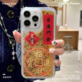 Gold foil quicksand iphone 16 pro case - attract wealth & treasure - apple 11 transparent protective cover - apple 17