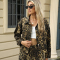 European and american cross-border e-commerce women's fashion: new washed leopard print denim jacket/outerwear for  and independent websites