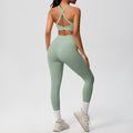 fashionpure color double-sided brushed back cross sports intimates yoga suit running fitness two-piece set