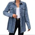 Amazon cross-border fashionexport women's clothing new arrival spring and summer shirt button denim long sleeves lapel denim outwear