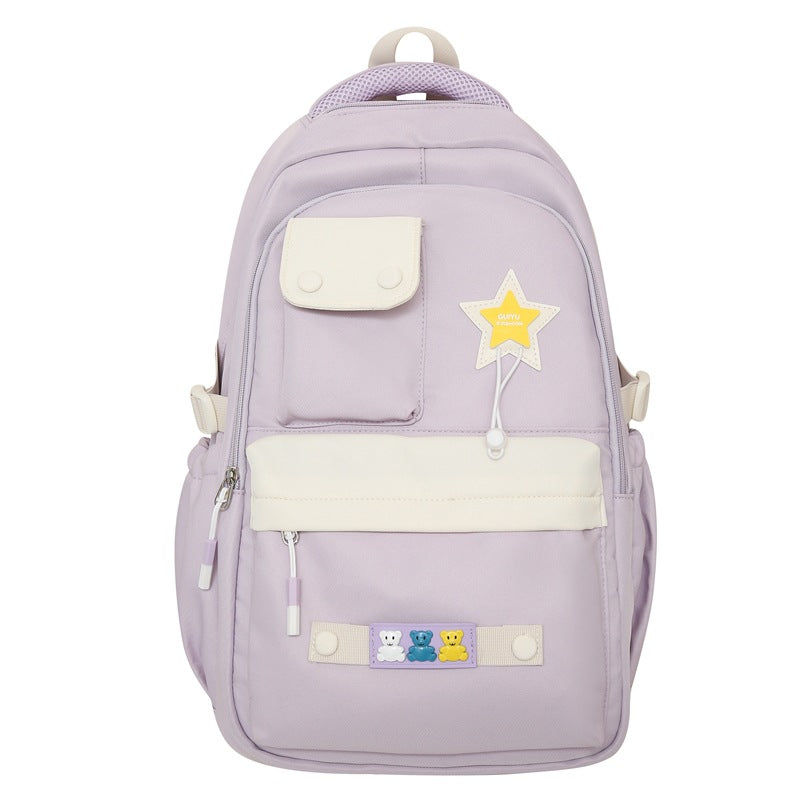 New ins college style large-capacity schoolbag Japanese simple  style backpack solid color value student bag