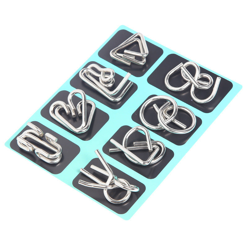 Nine-link series unlock ring unlock full set of intelligence buckle 8-piece ABC metal puzzle intelligence buckle