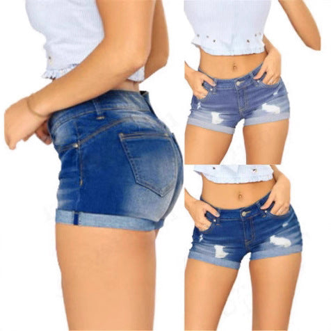 Europe and the United States eBay express wish summer new women's denim shorts flanged hot pants tide