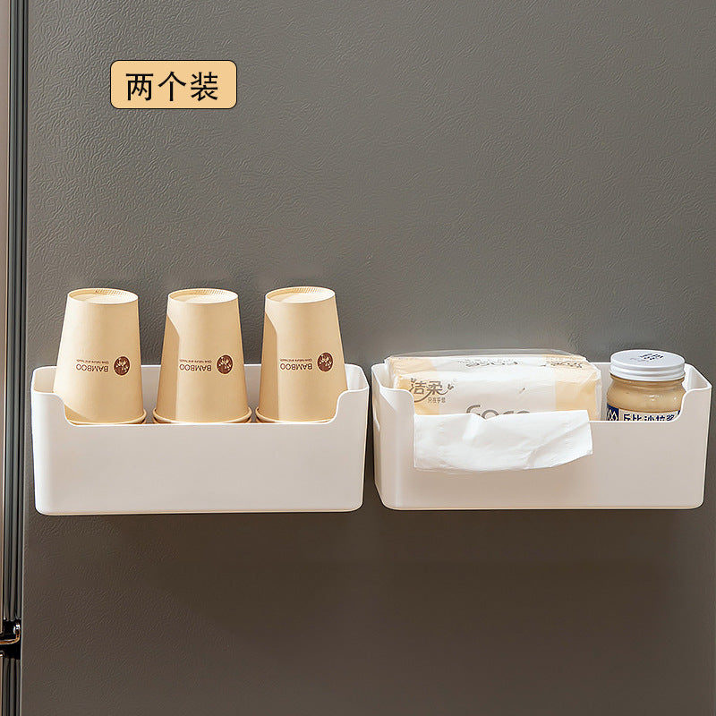 Kitchen seasoning, bathroom tissue sundries storage box, plastic refrigerator side multi-functional plastic wrap wall-mounted storage box