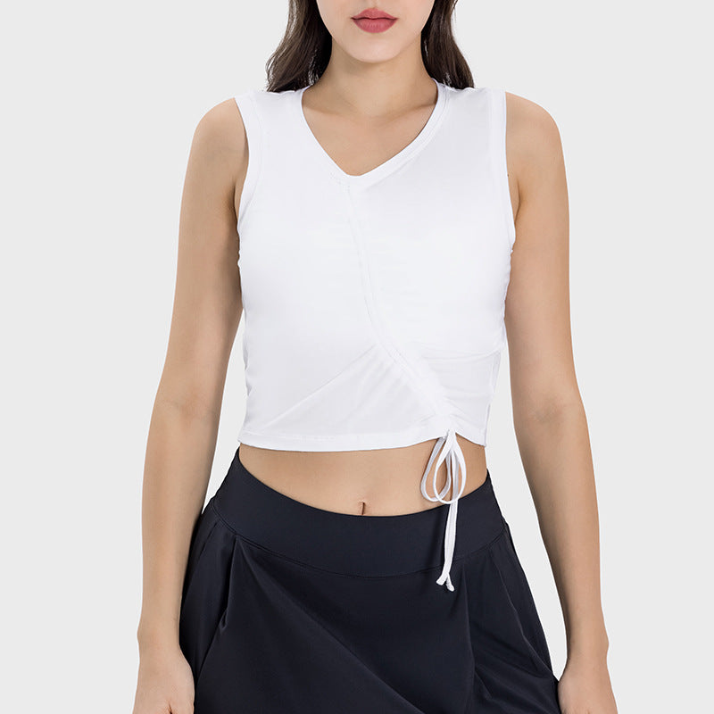 New arrival: spicy chic comfortable & breathable sports tank top - women's outdoor fashion, versatile tie-up ruched yoga top dss061
