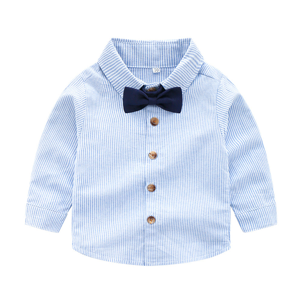Boys' striped long-sleeve shirt - new spring/autumn collection - kids' dress shirt - toddler turn-down collar top - european & american style - export quality children's clothing - cross-border e-commerce