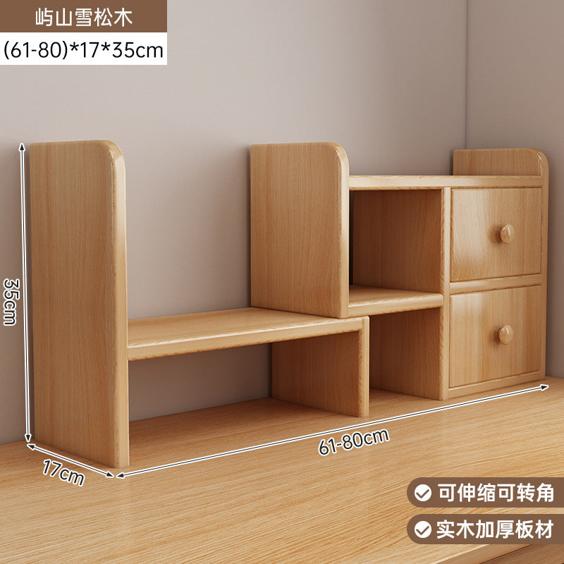 Solid wood core desktop bookshelf dormitory desktop storage office station storage simple corner multi-layer telescopic bookcase