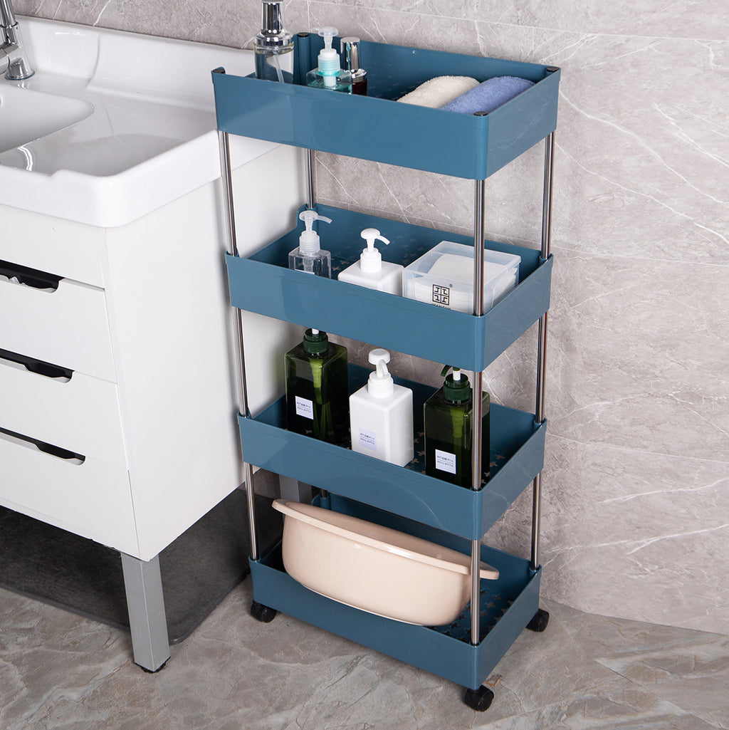 Seam rack Plastic multi-layer trolley Kitchen rack Multifunctional bathroom Toilet floor storage rack