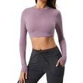 Women's yoga top - compression fit, sleeveless, no padding, long sleeve t-shirt, workout top, crop top for defined abs - daw173