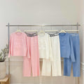 Fashionsuitfemalek-styleloose jacquard knittingsweatshirttwo-piece setcasualhigh waistslimming lookstraight-legloose pants