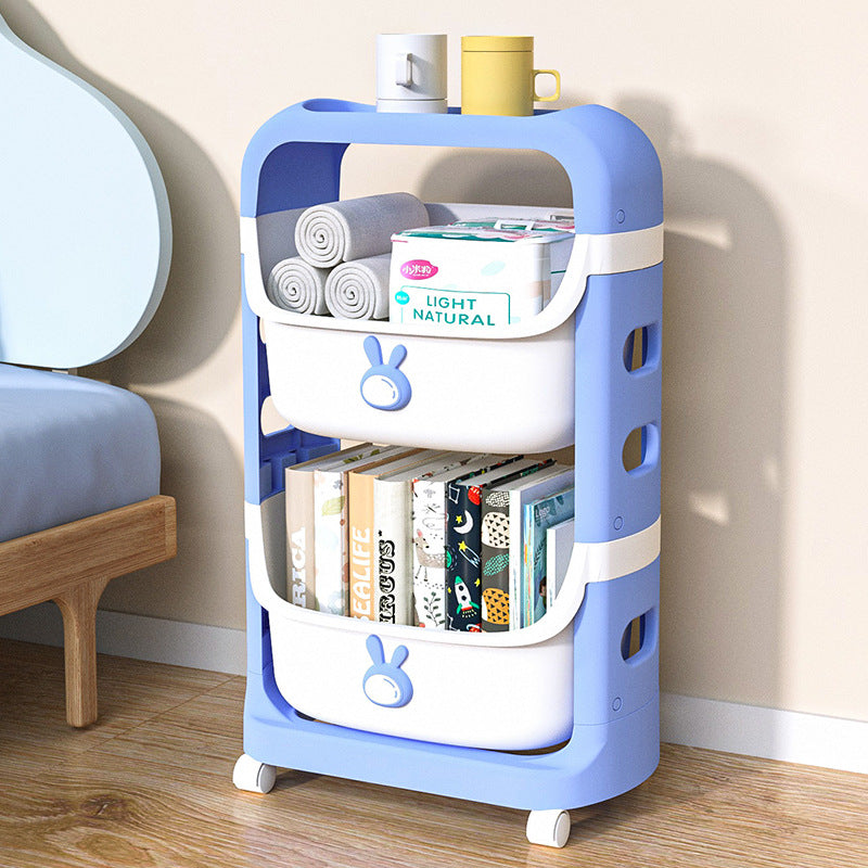 Toy storage rack - home cartoon snack cart - kids' bedroom & living room mobile multi-tier organizer