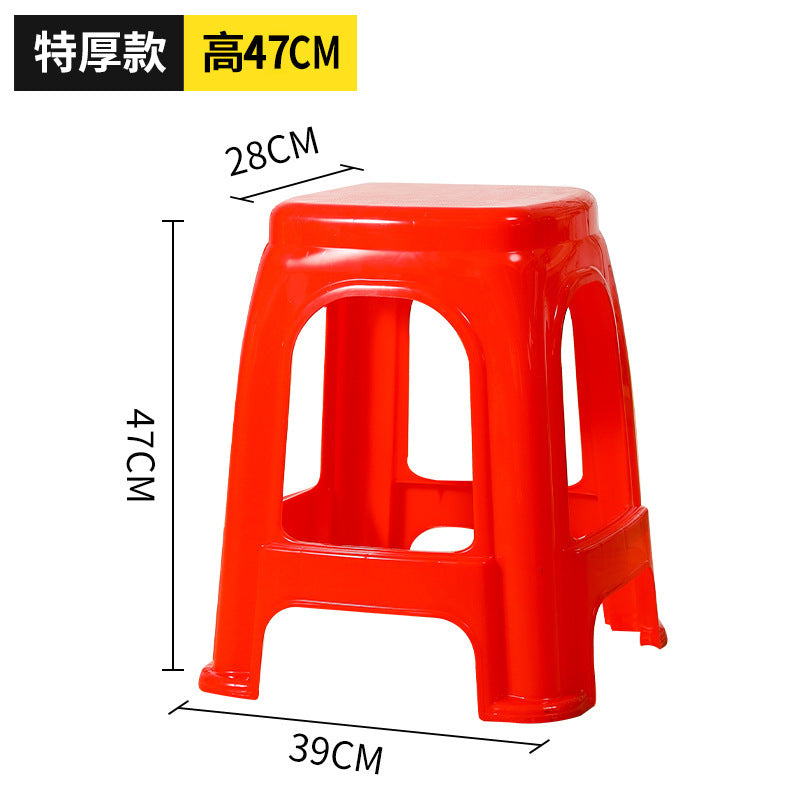 Extra thick red plastic stool cooked glue household thickened dining table stool plastic chair adult high bench high foot stool commercial