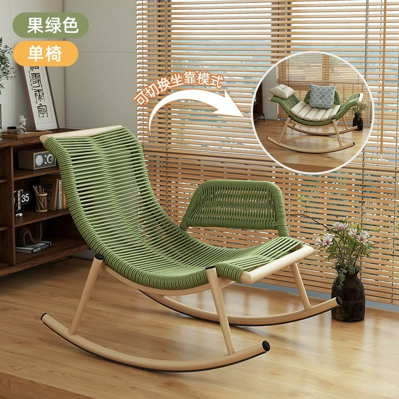 Rocking chair recliner lazy sofa adult sleeping casual balcony rattan sofa chair popular outdoor rocking chair