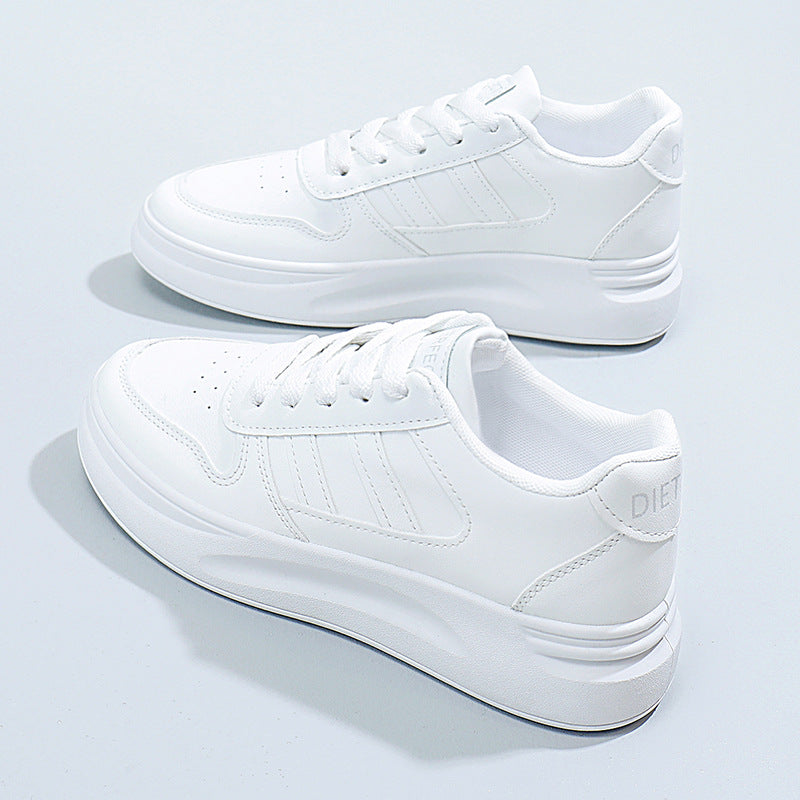 2025 spring new women's white sneakers - versatile chunky sole, korean style, ins & harajuku inspired, athletic skate shoes for students