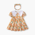 Girls' dress, category a,  short-sleeve baby dress, girls' summer dress, children's square neck baby birthday princess dress